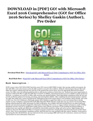 eBook PDF GO! with Microsoft Excel 2016 Comprehensive (GO! for Office 2016 Serie