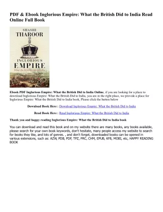 ^#DOWNLOAD@PDF^# Inglorious Empire: What the British Did to India [ PDF ] Ebook