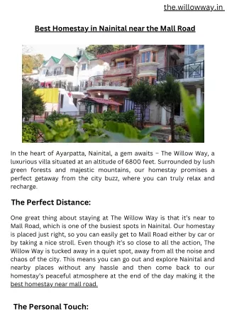 Best Homestay in Nainital near the Mall Road