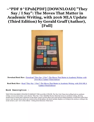 ~[^EPUB] "They Say / I Say": The Moves That Matter in Academic Writing, with 201