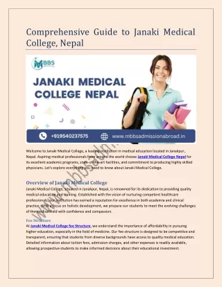 Comprehensive Guide to Janaki Medical College, Nepal