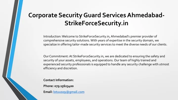 corporate security guard services ahmedabad strikeforcesecurity in