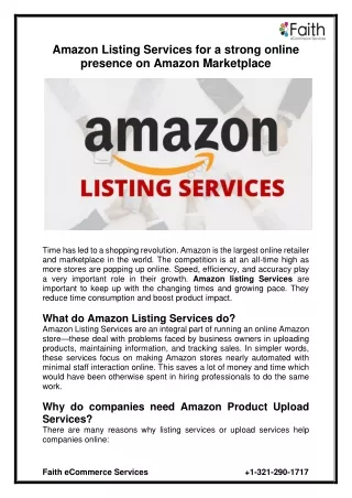 Amazon Listing Services for a strong online presence on Amazon Marketplace