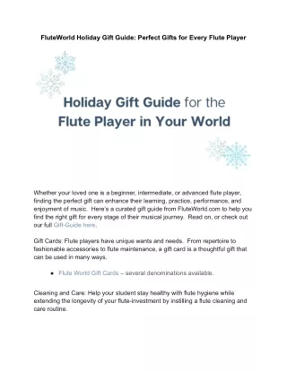 FluteWorld Holiday Gift Guide: Perfect Gifts for Every Flute Player