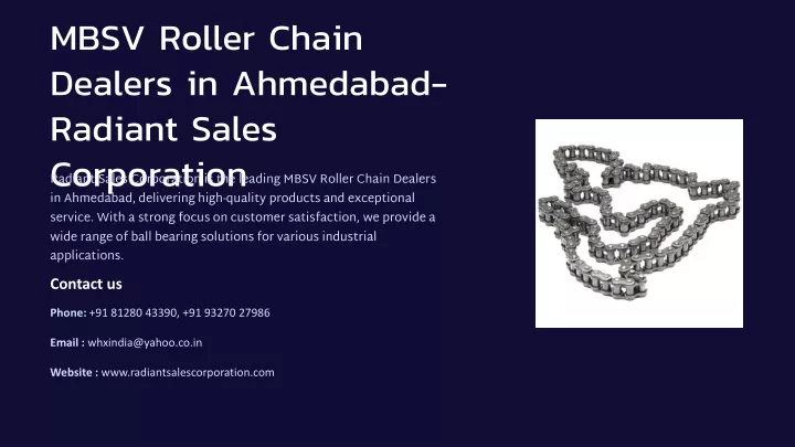 mbsv roller chain dealers in ahmedabad radiant