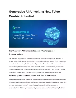 generative ai unveiling new telco centric