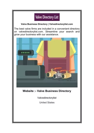 Valve Business Directory  Valvedirectorylist.com