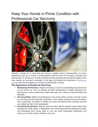 keep your honda in prime condition with