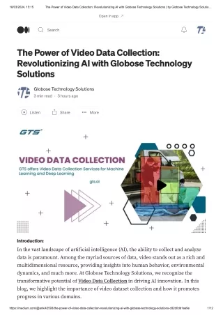 The Power of Video Data Collection_ Revolutionizing AI with Globose Technology Solutions _ by Globose Technology Solutio
