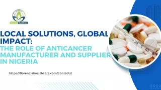 Local Solutions, Global Impact The Role of Anticancer Manufacturer and Supplier in Nigeria