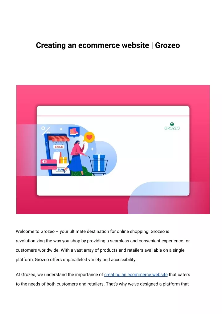 creating an ecommerce website grozeo
