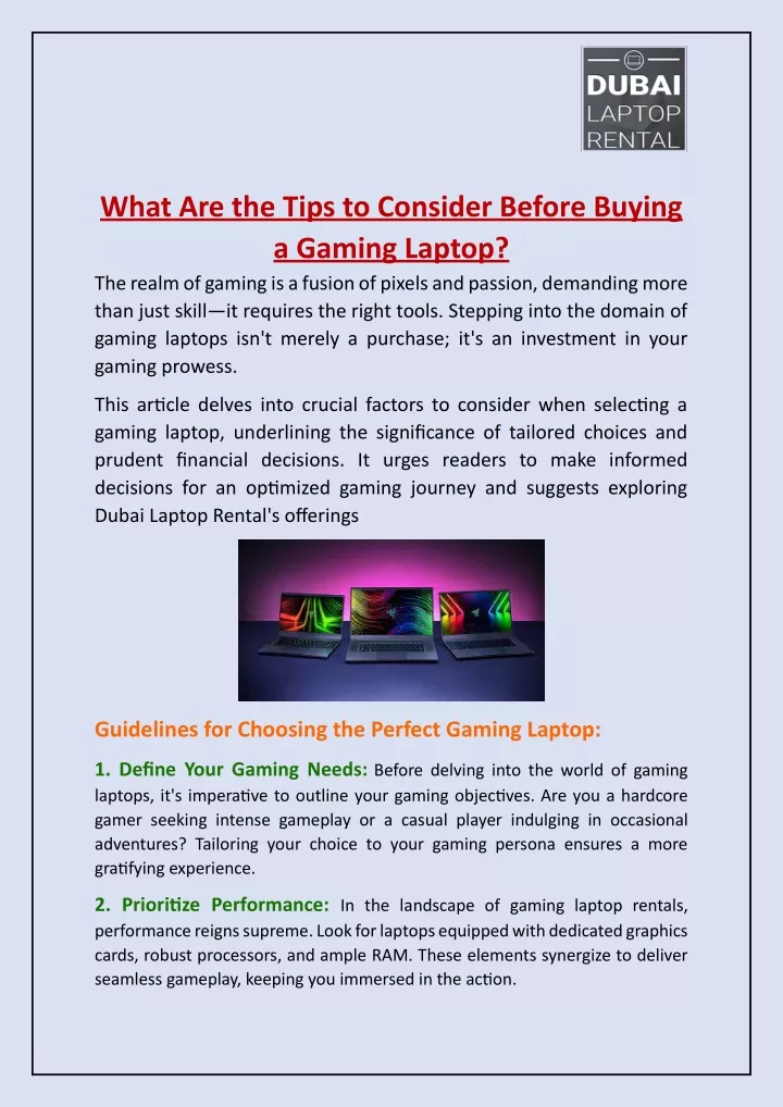 what are the tips to consider before buying
