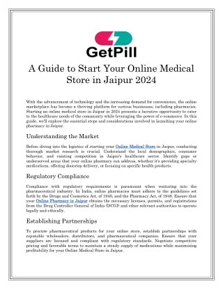 A Guide to Start Your Online Medical Store in Jaipur 2024