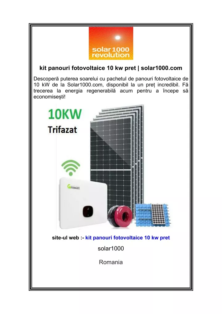 kit panouri fotovoltaice 10 kw pret solar1000 com
