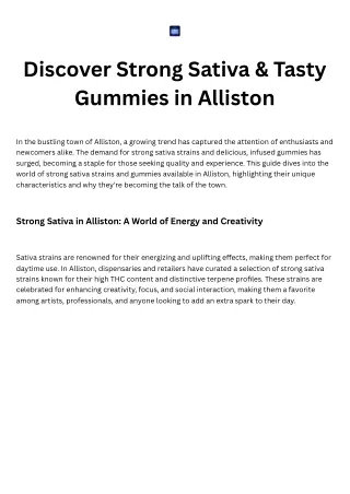 Discover Strong Sativa & Tasty Gummies in Alliston
