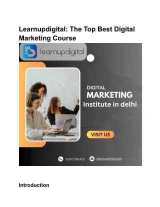 Learnupdigital: The Top Best Digital Marketing Course
