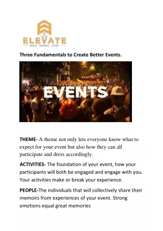 Three Fundamentals to Create Better Events