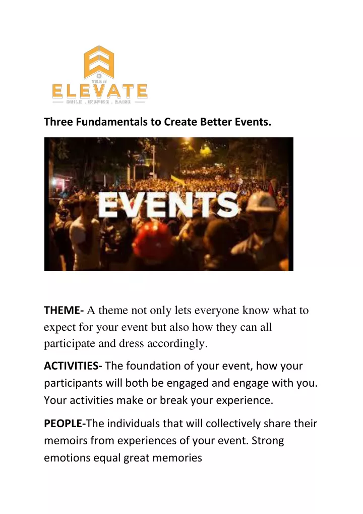 three fundamentals to create better events