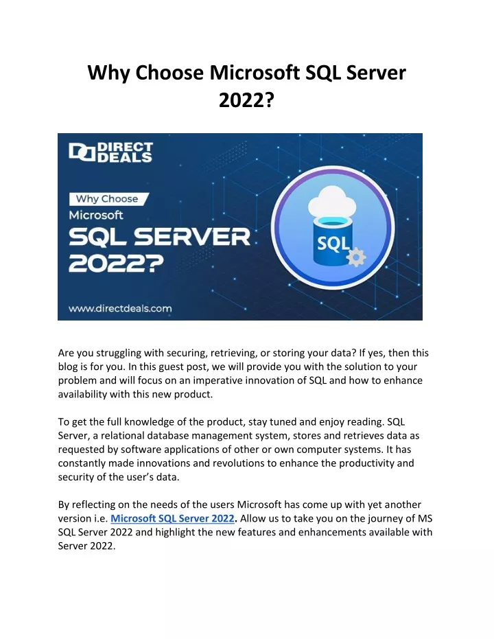 why choose microsoft sql server 2022