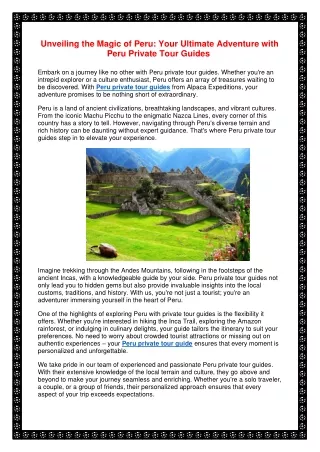 peru private tour guides