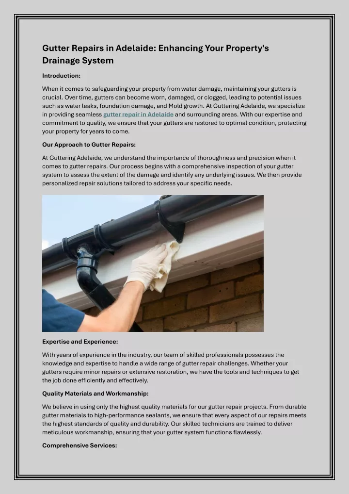 gutter repairs in adelaide enhancing your