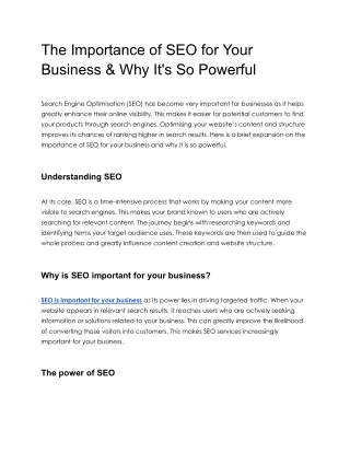 The Importance of SEO for Your Business & Why It's So Powerful