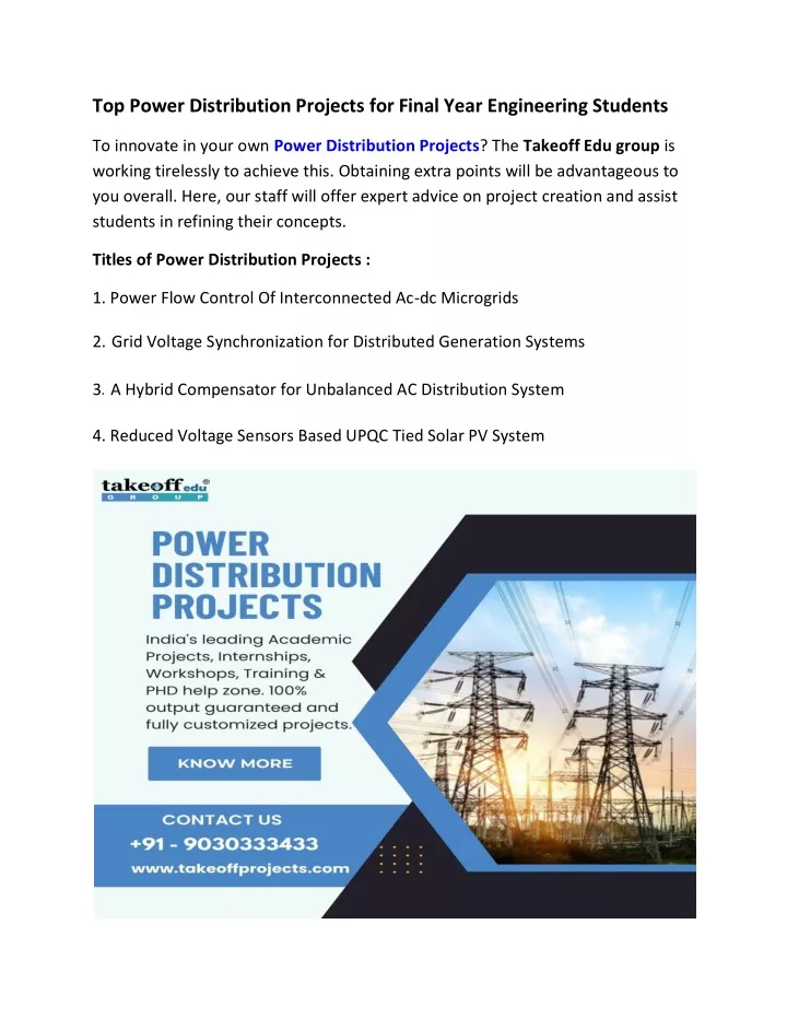 top power distribution projects for final year