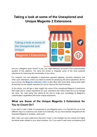 Unlocking Magento's Potential: 5 Unique Extensions for Your Store