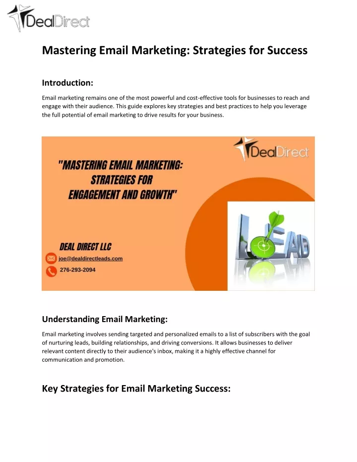 mastering email marketing strategies for success