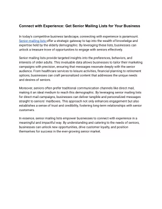 Get Senior Mailing Lists for Your Business