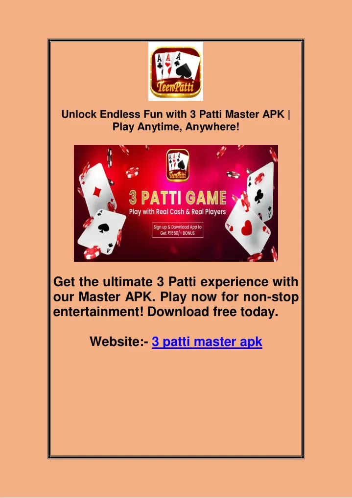 unlock endless fun with 3 patti master apk play