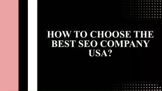 how to choose the best seo company usa