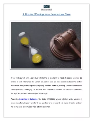 4 Tips For Winning Your Lemon Law Case updated