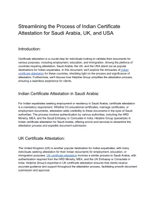 Streamlining the Process of Indian Certificate Attestation for Saudi Arabia, UK, and USA (1)