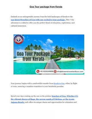 goa tour package from kerala