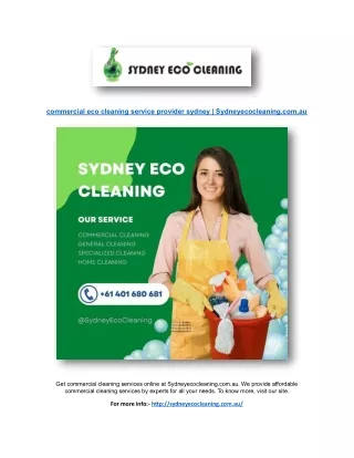 commercial eco cleaning service provider sydney | Sydneyecocleaning.com.au