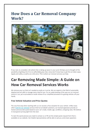 How Does a Car Removal Company Work?