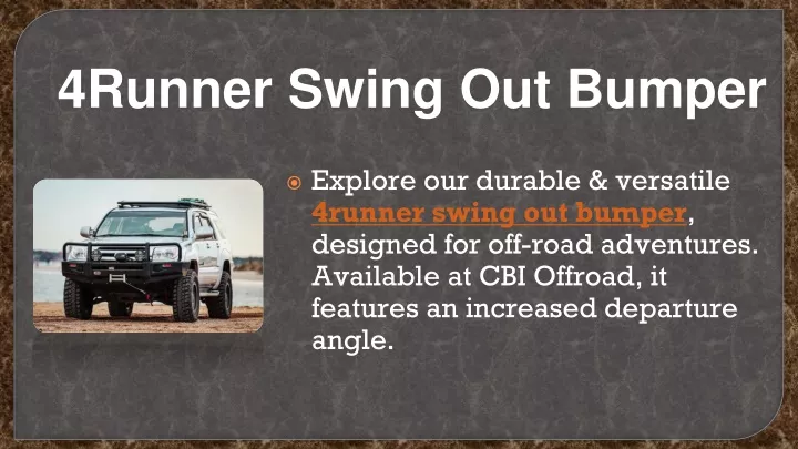 explore our durable versatile 4runner swing