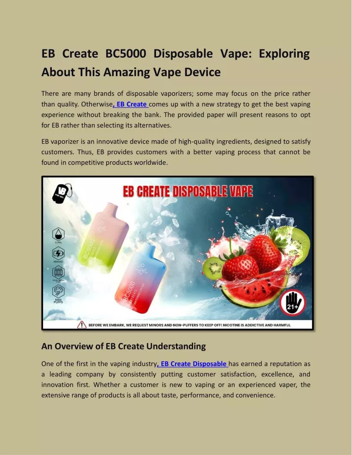 eb cre a t e b c 5 0 0 0 di s p o sa b l e v a p e ex p lo r i n g about this amazing vape device