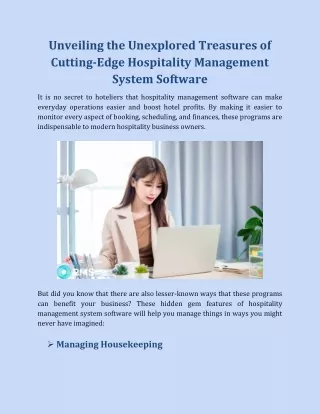 Unveiling the Unexplored Treasures of Cutting-Edge Hospitality Management System