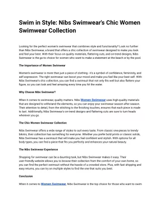 Swim in Style_ Nibs Swimwear's Chic Women Swimwear Collection