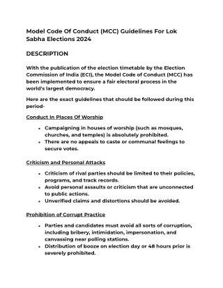 model code of conduct mcc guidelines
