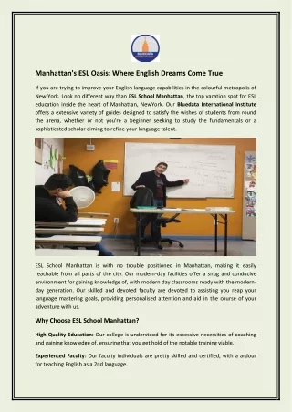 Manhattan's ESL Oasis - Where English Dreams Come True