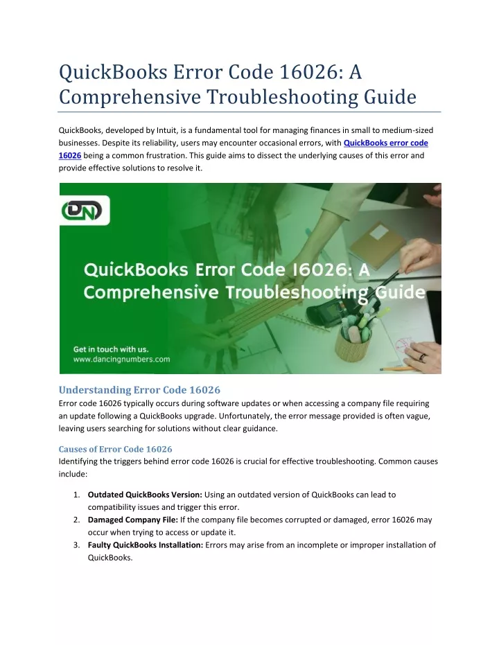 quickbooks error code 16026 a comprehensive