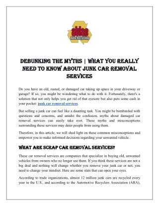 Debunking The Myths  What You Really Need to Know About Junk Car Removal Services