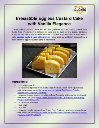 Eggless custard cake without oven