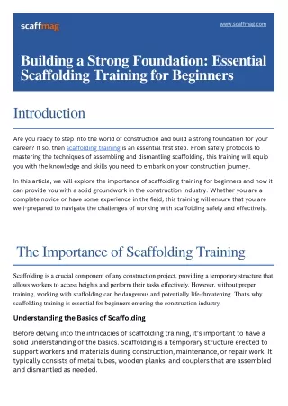 Building a Strong Foundation Essential Scaffolding Training for Beginners