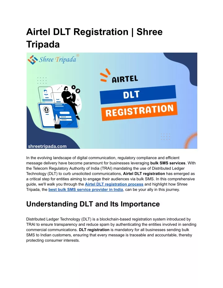 airtel dlt registration shree tripada