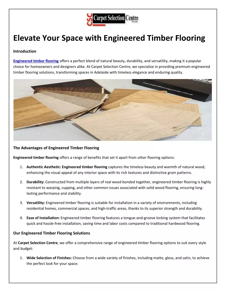 elevate your space with engineered timber flooring