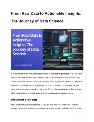 From Raw Data to Actionable Insights: The Journey of Data Science